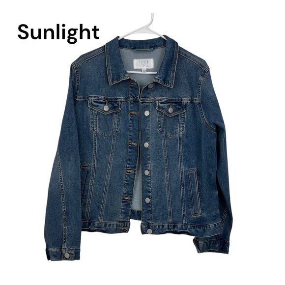 Time & Tru Jackets & Blazers - Time & Tru Womens Blue Denim Jacket SZ L (12-14Cotton Blend Classic Button-Down